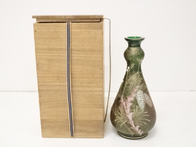 フランス　ドームナンシー　十九世紀　瓢型木実文花瓶（保護箱）□p